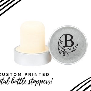 Custom Initial Metal Bottle Stopper - Wedding Bottle Stoppers - Custom Unique Wedding Favor - Engagement Party Favor - Reusable Stopper
