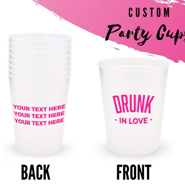 Lot de 8 verres de fête Drunk In Love personnalisés - Tasses de fête personnalisées - Tasses d'enterrement de vie de jeune fille - Tasses de mariage personnalisées