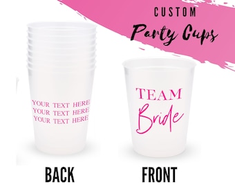 Team Bride Personalized Party Cups - Bachelorette Party Cups - Set of 8 Custom Glasses - Personalized Bridal Shower Cups - Stadium Cups