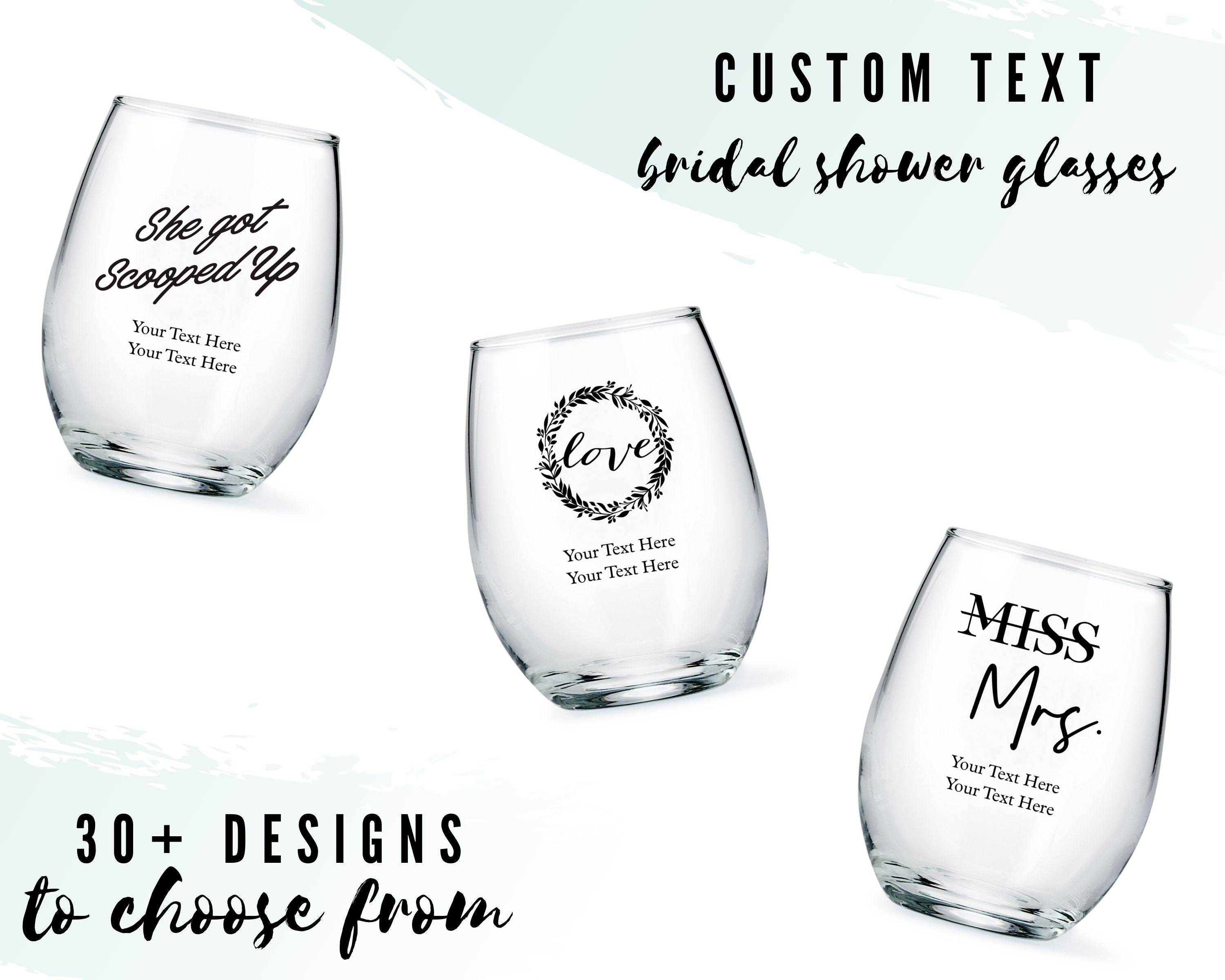 Monogrammed Gift Wedding Glass- Bachelorette Party Choose you color glass Stemless Wine Glass Customized Personalized Wine Glass