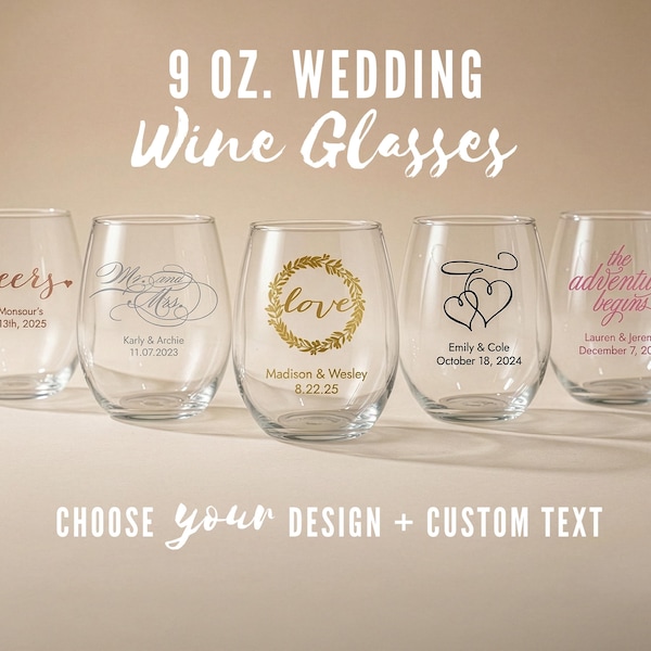 Copas de vino pequeñas sin tallo personalizadas para bodas - 49 diseños para elegir - Un detalle útil para bodas - Un detalle para los invitados - Un bar para bodas - Una boda en un viñedo