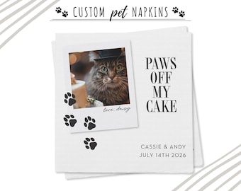 Custom Pet Photo Napkin - Personalized Dog Napkin - Cat Portrait Napkins - Full Color Pet Photo Napkins - Wedding Napkins - Birthday Napkins