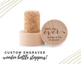 Custom Best Day Ever Wooden Bottle Stopper - Reusable Bottle Stopper - Personalized Wedding Favor - Custom Milestone Birthday Favor