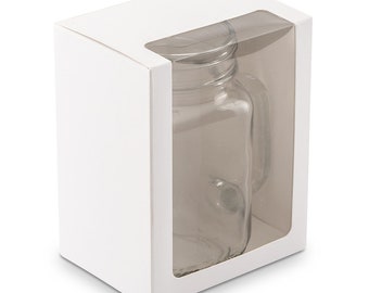 Mason Drink Jar Gift Box - Gift Box with Clear Window - Gift Box For Mason Drinking Jar Glasses - 16 oz Mason Jar Gift Box