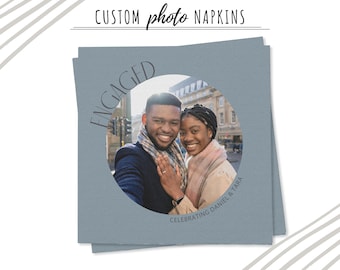 Personalized Photo Engagement Napkins - Custom Photo Napkins - Custom Photo Cocktail Napkins - Custom Wedding Napkins - Engagement Napkins