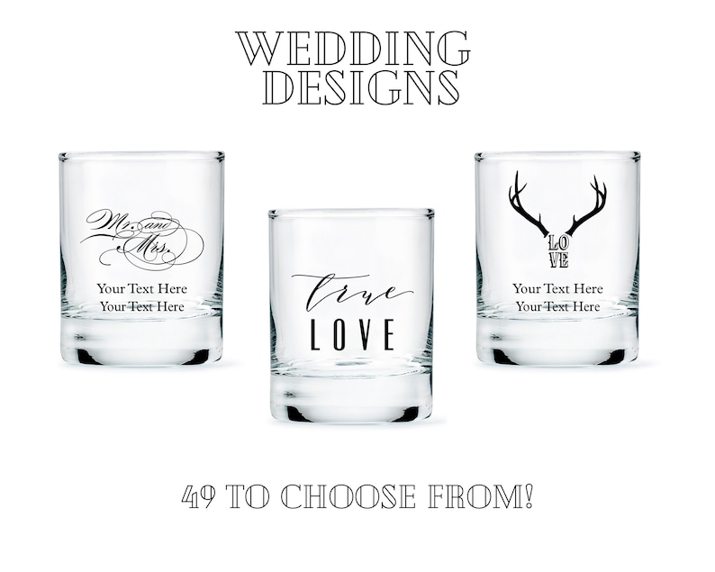 Custom Wedding Favor Shot Glasses 49 Designs to Choose From Etsy