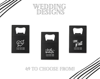 Personalized Wedding Favor Black Metal Bottle Openers - 49 Designs to Choose From - Custom Unique Wedding Favor - Useful Wedding Favor