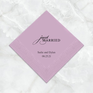 Just Married Design Wedding Napkins 50 Paper Wedding Napkins Personalized Wedding Napkin Cocktail, Luncheon or Dinner Napkins image 2