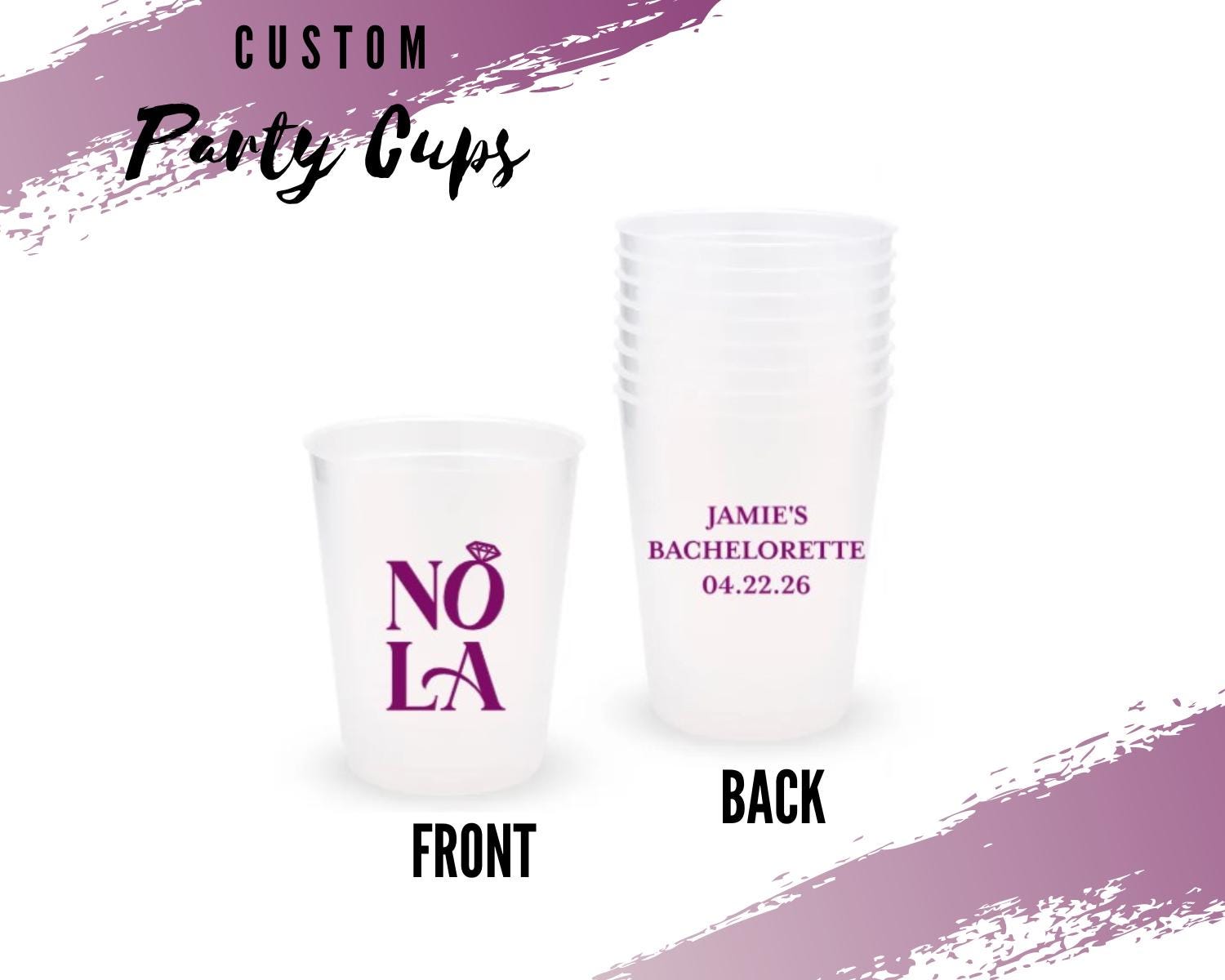 Copas de fiesta personalizadas - NOLA Novia/Despedida de soltera - Juego de 8 copas de fiesta personalizadas - Copas de boda - Artículos de bar para bodas - Copas de estadio