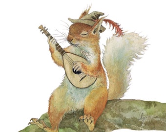 Red Squirrel Bard Print