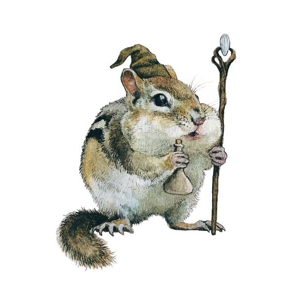 Chipmunk Wizard Print