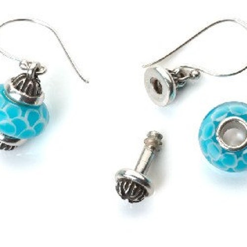 Earrings for Beads 'Elizabeth' by WHIMSY™ Interchangeable Sterling Silver fits online many Trollbeads, Chamilia, Pandora, more