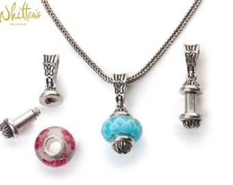 Pendant for Beads  'Juliet' by WHIMSY™ Sterling Silver Interchangeable fits many Trollbeads, Pandora,  Chamilia, more