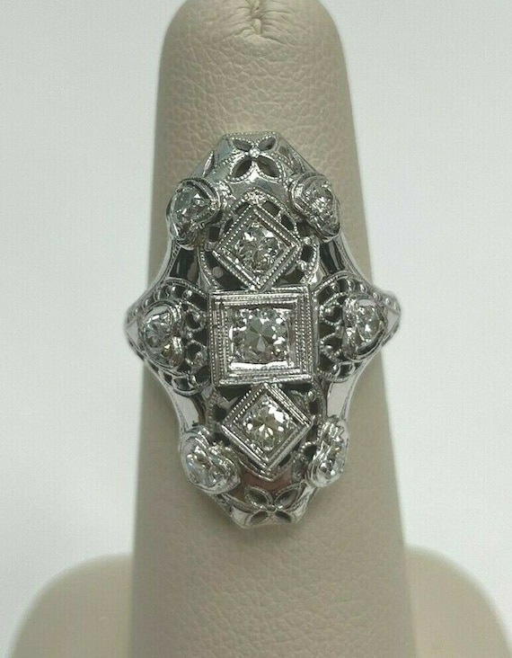 Antique 18k White Gold Diamond Ring Size 5 1/2