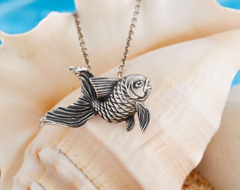 Goldfish, Fish Necklace Handcrafted in Sterling Silver from our Mystic Creature line