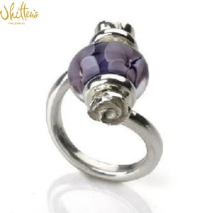 Ring For Beads Sterling Silver Interchangeable &#39;Sophia&#39;  fits many  Trollbeads, Chamilia, Pandora, more
