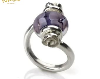 Ring For Beads Sterling Silver Interchangeable 'Sophia'  fits many  Trollbeads, Chamilia, Pandora, more