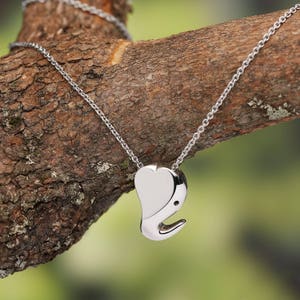 Elephant Necklace Trunk UP , Handcrafted in Sterling Silver from our Mystic Creature line image 1