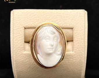 Vintage 14K Gold Shell Cameo Ring