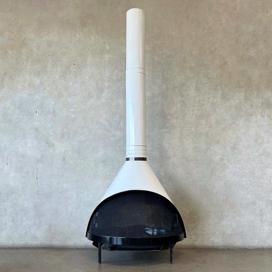 Vintage Mid Century Modern White Porcelain Enamel Preway Fireplace
