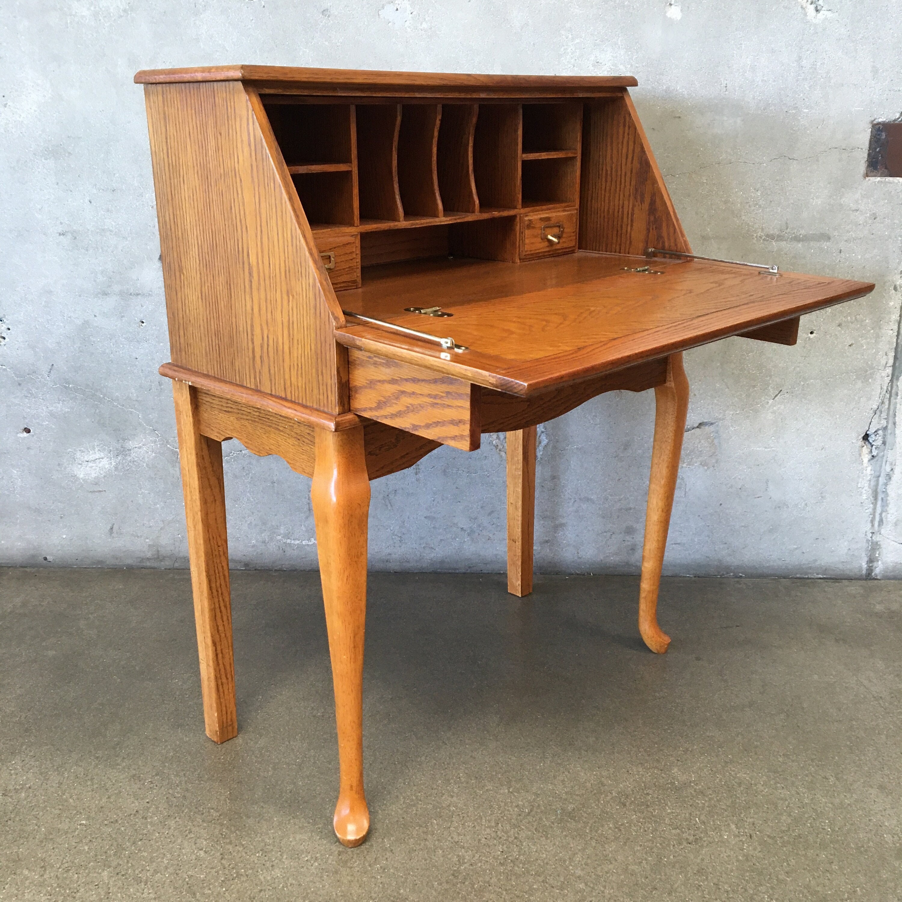 Vintage Oak Drop Front Secretary Desk 7Y1YG5 Please Email Us for a