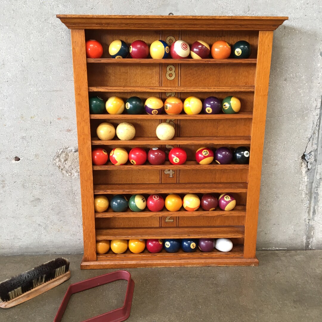 Antique Pool Ball Rack With Balls Brush and Diamond Rack Etsy