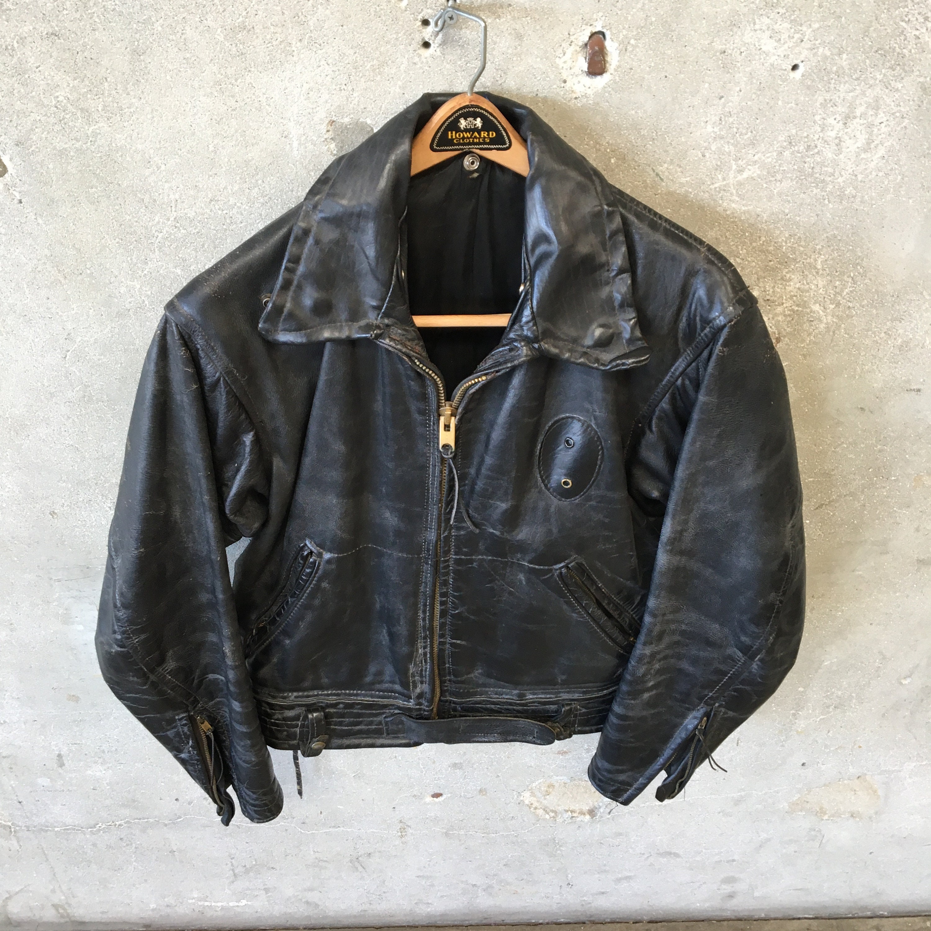 Vintage Leather Motorcycle Police Jacket w Talon Serval Zippers 3ZAPQB Ask for Shipping Quote