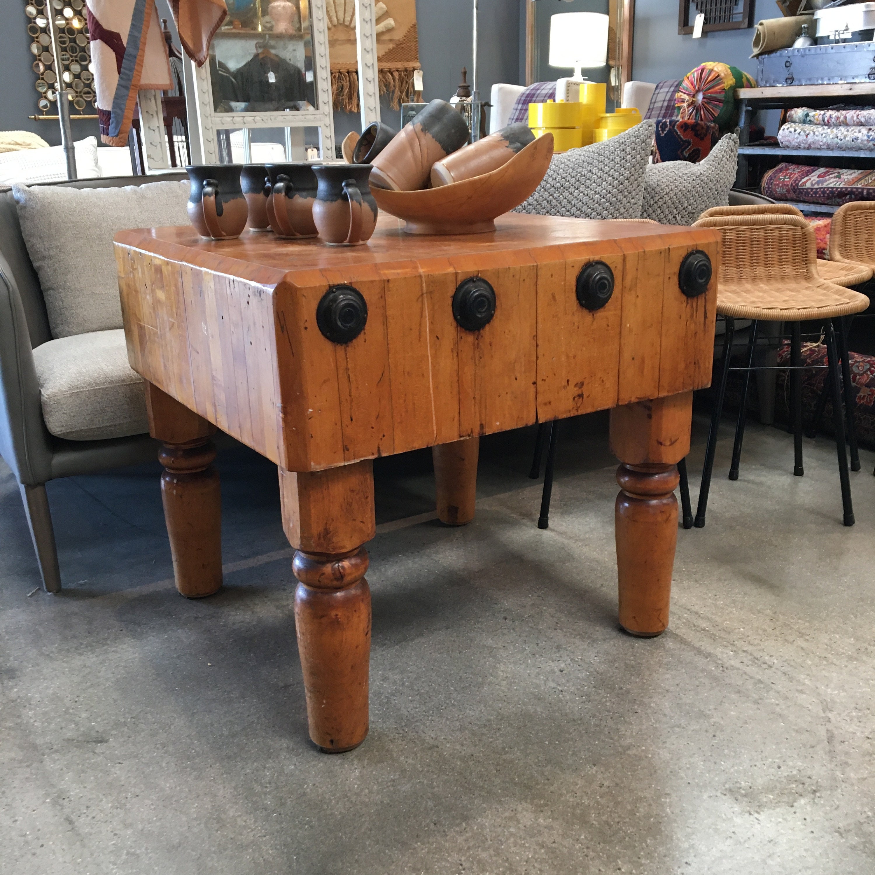 Vintage French Butcher Block Table – The Vintage Rug Shop