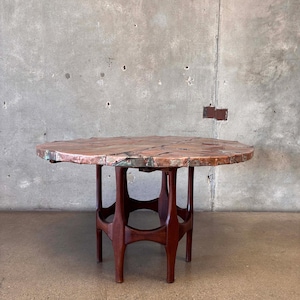 Mid Century Custom Made Copper Top Round Dining Table (5HCH3W) ***ASK for SHIPPING QUOTE***