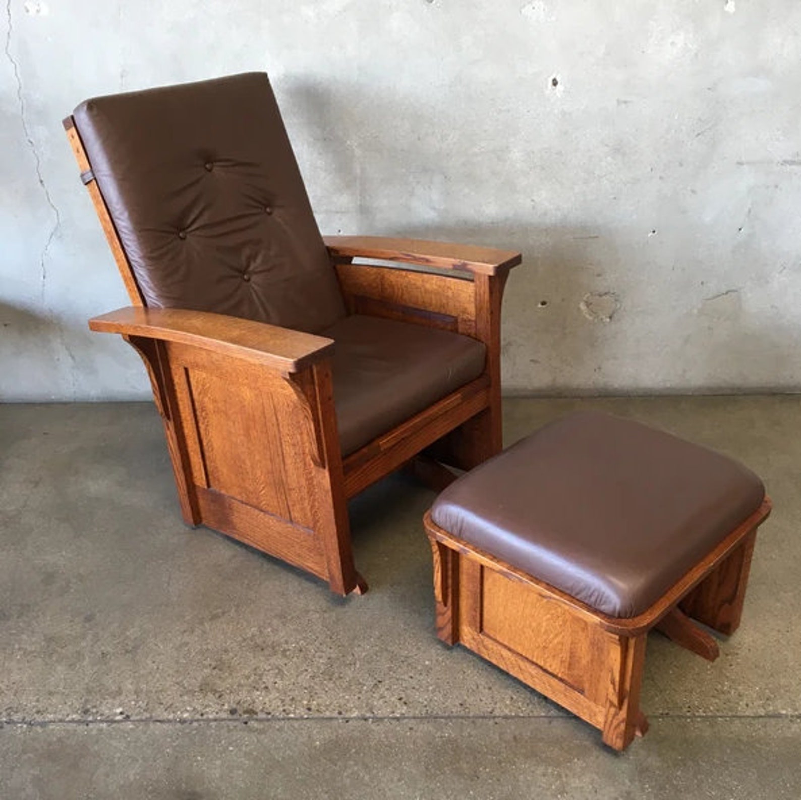 SALE Mission Style Oak Glider Rocker with Gliding Foot Stool Etsy