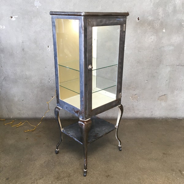 Antique Stainless Steel Medical Cabinet w Key and Light (PWR5FK) ***See Listing Details For Info On Shipping***