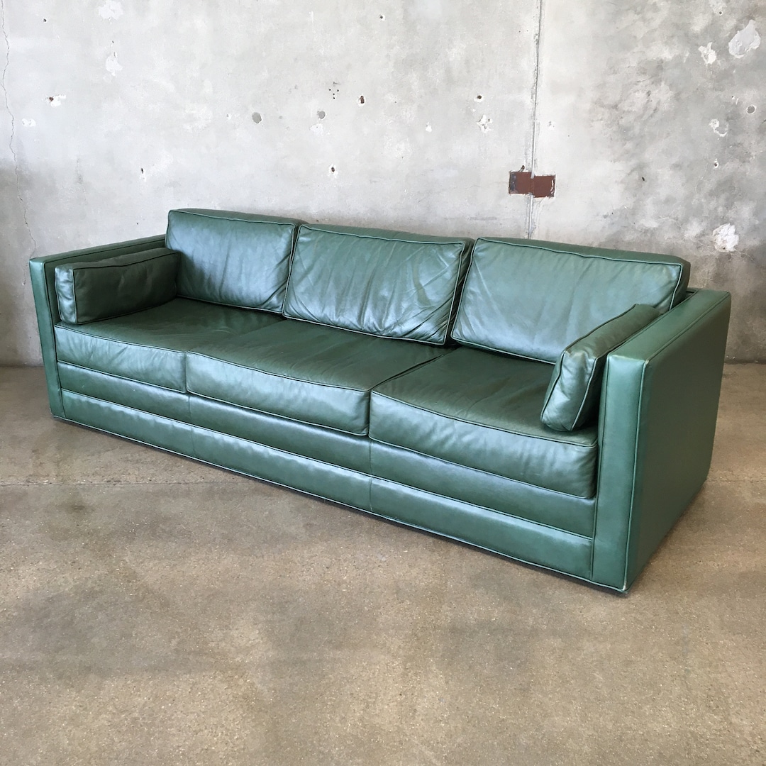 Vintage Green Leather Sofa 82T4YZ see Listing Details for Info on
