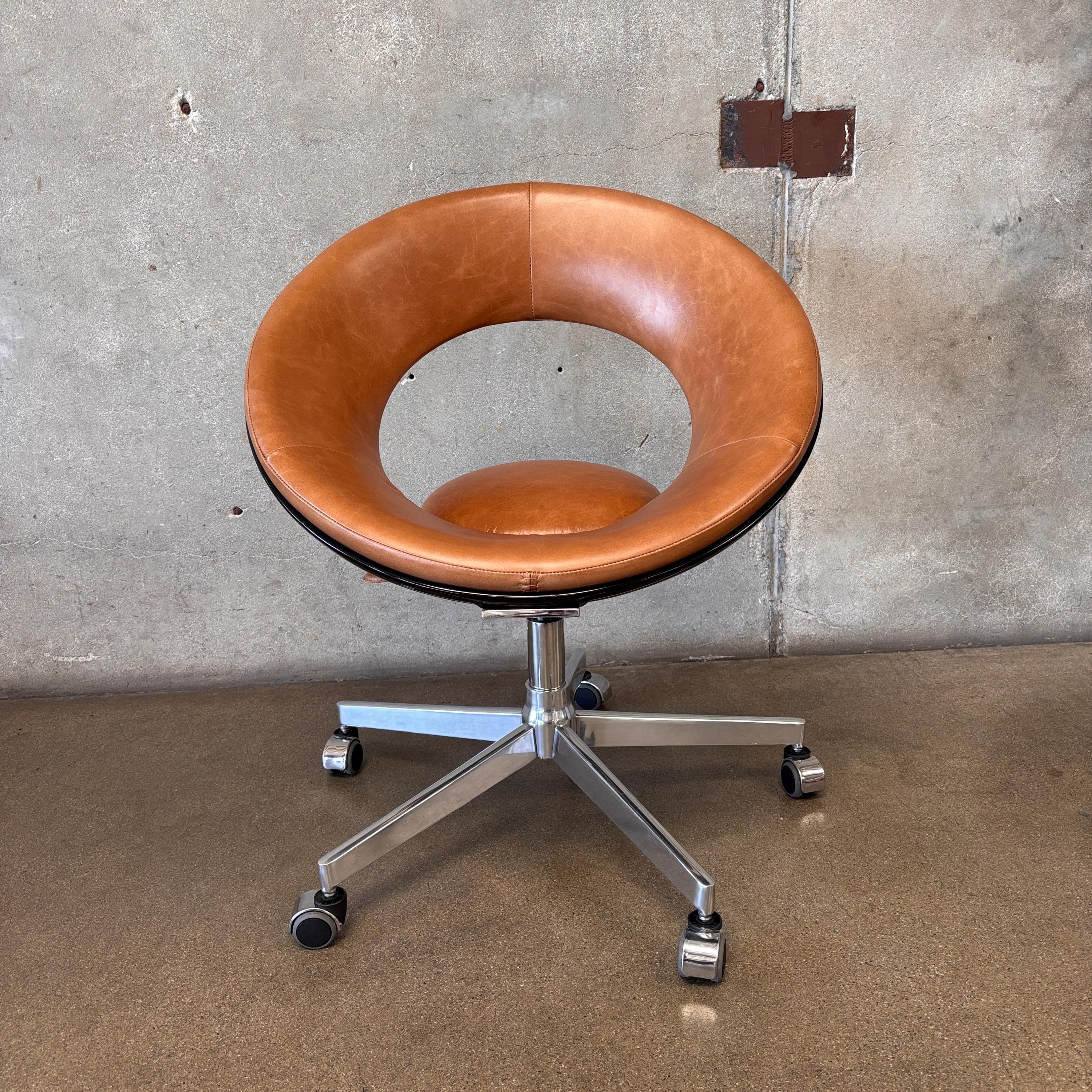 Vintage 1960's Cognac Anel Rolling Office Chair (RTS66S) ***ASK