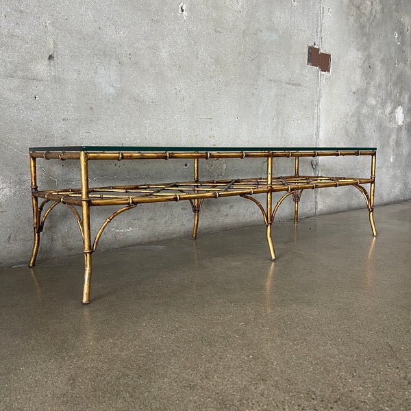 Hollywood Regency Coffee Table Metal Gold Gilded Base (ARCBZJ) Please Email Us For a Shipping Quote. Shipping is not Free
