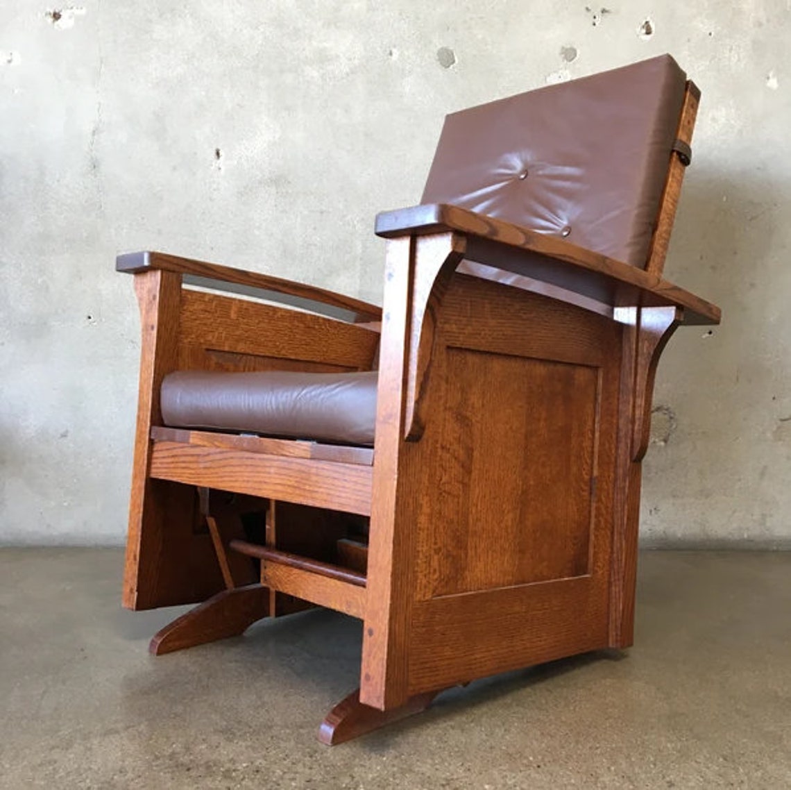 Mission Style Oak Glider Rocker with Gliding Foot Stool Etsy