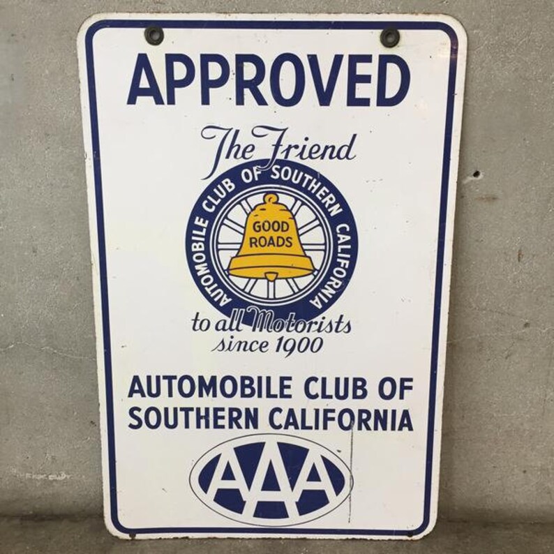 AAA Southern California Auto Club Sign JW7EVA Etsy