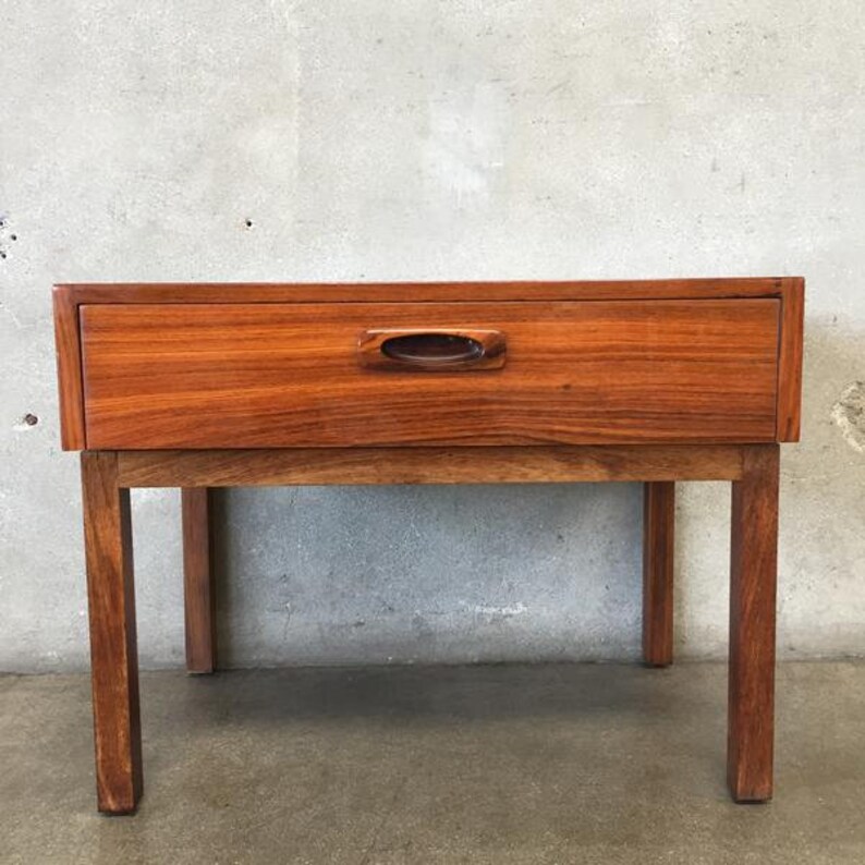 Mid Century Modern Rosewood End Table With Pull Out Trays Image 0