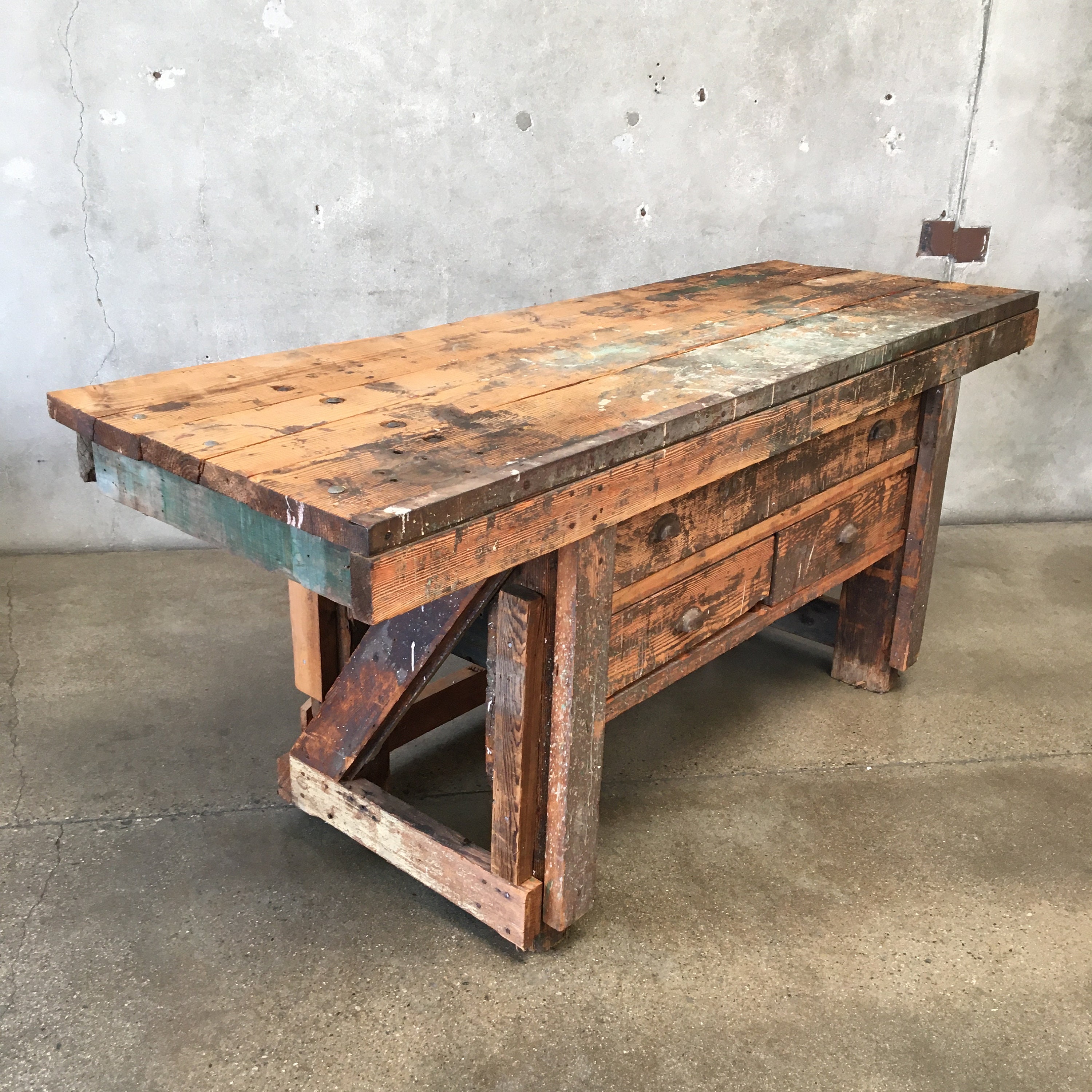 Vintage Industrial Work Bench TZNYNG 