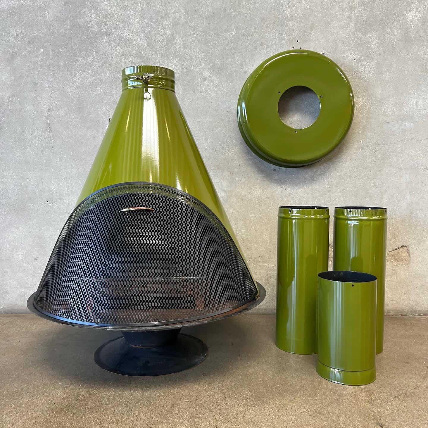 Mid Century Modern Green Porcelain Enamel Finish 