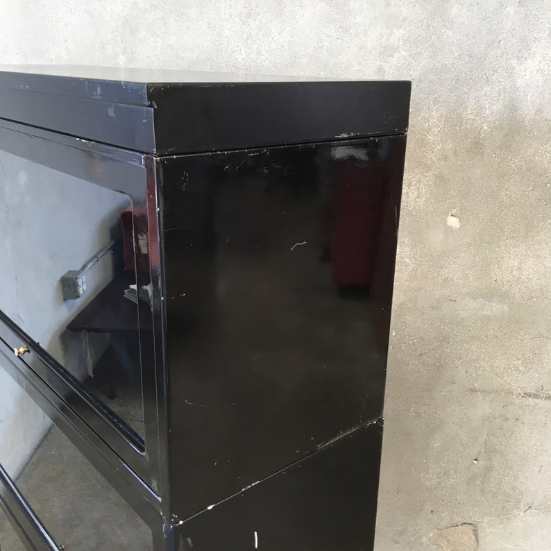 Vintage Black Metal Barrister Bookcase / Lawyers Bookcase Etsy