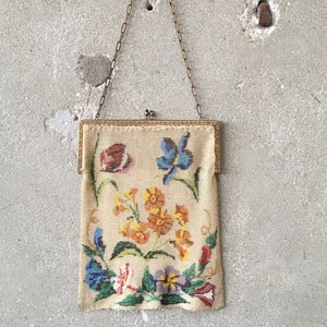 Antique Floral Hand Beaded Purse (3YGA6P) ***ASK for SHIPPING QUOTE***