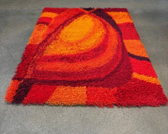 Vintage Danish Rya Rug 1960's (93Y7EQ) ***Ask FOR SHIPPING QUOTE***