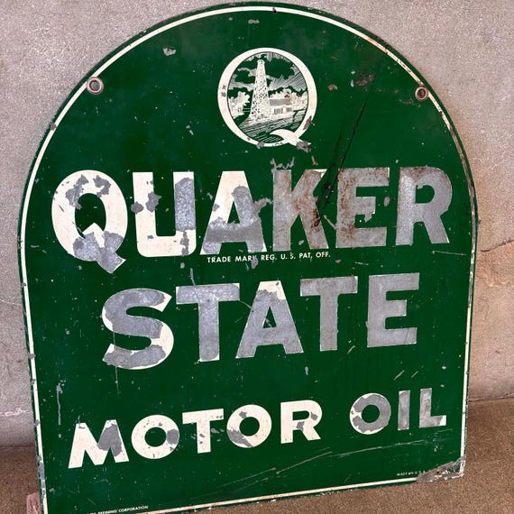 Vintage Quaker State Motor Oil Double Sided Sign ( KJND99) ***ASK