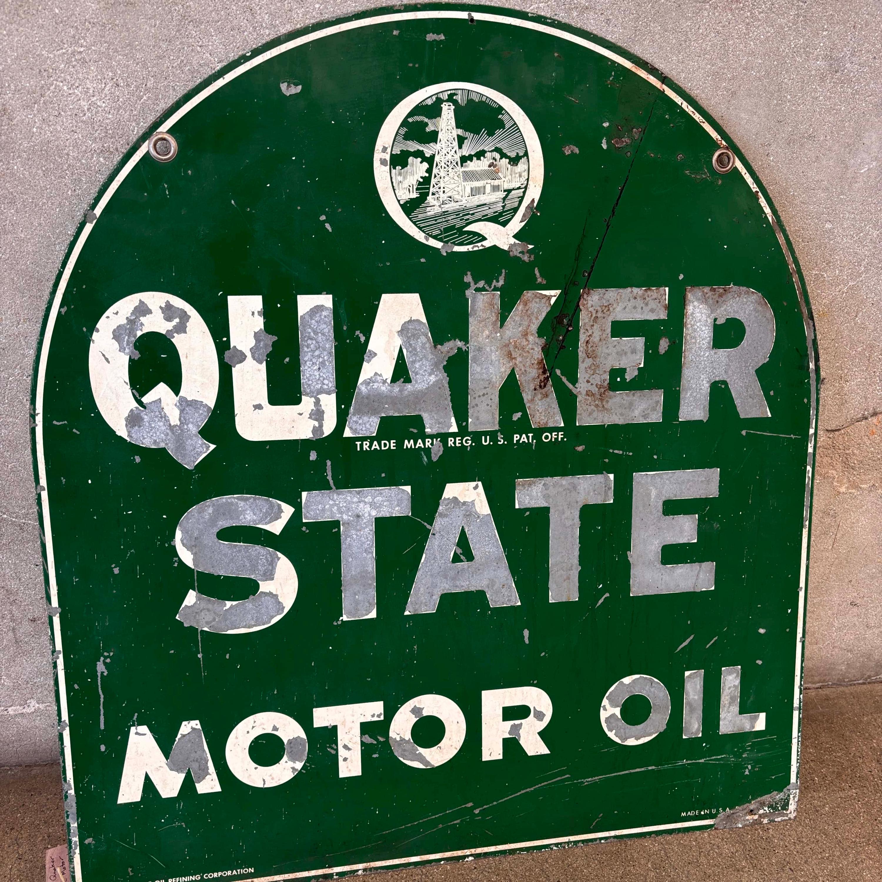 Vintage Quaker State Motor Oil Double Sided Sign ( KJND99) ***ASK
