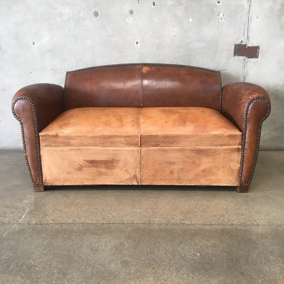 Brown leather sale loveseat for sale