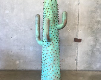 Metal Copper Cactus Sculpture (N2P24B) ***See Listing Details For Info On Shipping***