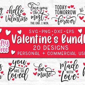 Valentine&#39;s Love SVG Cut File Hearts Romantic Bundle 20 Design Files Digital - Personal & Commercial Use