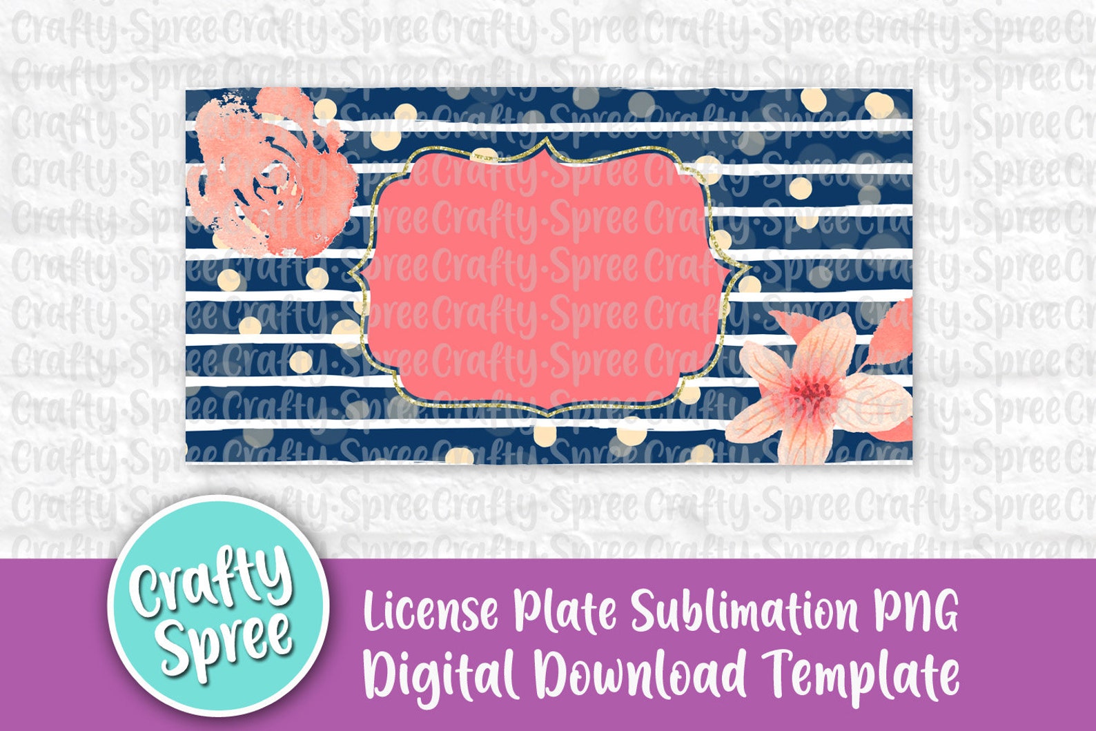 License Plate Sublimation Template Bundle PNG Instant Download Floral