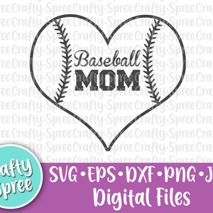 Baseball Mom Heart SVG PNG DXF Cut File Instant Download File