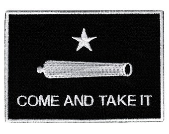 LOT 2 COME AND TAKE IT FLAG PATCH TEXAS REVOLUTION IRON-ON EMBROIDERED GONZALES